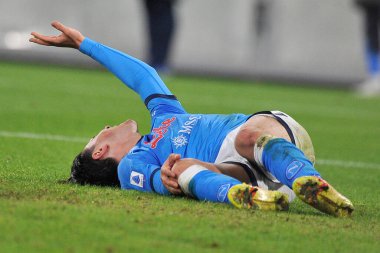 Napoli 'nin Eljif Elmas oyuncusu, Napoli ile Empoli arasındaki İtalyan Serie A şampiyonluğu maçında, Napoli 0, Empoli 1, Diego Armando Maradona Stadyumu' nda oynandı.. 