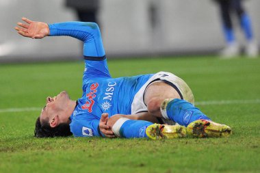 Napoli 'nin Eljif Elmas oyuncusu, Napoli ile Empoli arasındaki İtalyan Serie A şampiyonluğu maçında, Napoli 0, Empoli 1, Diego Armando Maradona Stadyumu' nda oynandı.. 