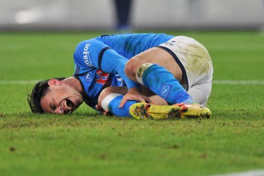 Napoli 'nin Eljif Elmas oyuncusu, Napoli ile Empoli arasındaki İtalyan Serie A şampiyonluğu maçında, Napoli 0, Empoli 1, Diego Armando Maradona Stadyumu' nda oynandı.. 