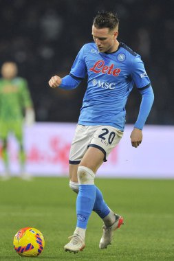 Napoli 'li Piotr Zielinski, Napoli ile Spezia arasında oynanan İtalya Serie A şampiyonluğu maçında Napoli 0, Spezia 1, Diego Armando Maradona Stadyumu' nda oynandı. Napoli, İtalya, 22 Aralık 2021. 