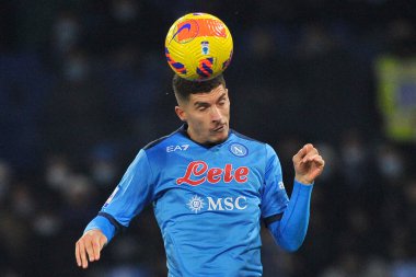 Napoli 'den Giovanni di Lorenzo, Napoli ile Spezia arasında oynanan İtalya Serie A şampiyonluğu maçında, Napoli 0, Spezia 1, Diego Armando Maradona Stadyumu' nda oynandı. Napoli, İtalya, 22 Aralık 2021.