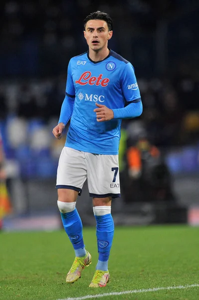 Napoli 'nin Eljif Elmas oyuncusu, Napoli ile Empoli arasındaki İtalyan Serie A şampiyonluğu maçında, Napoli 0, Empoli 1, Diego Armando Maradona Stadyumu' nda oynandı.. 