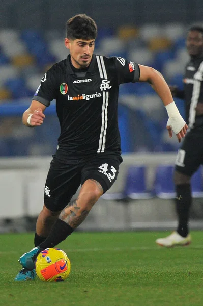 Dimitrios Nikolaou Jogador Spezia Durante Partida Campeonato Italiano Série Entre — Fotografia de Stock