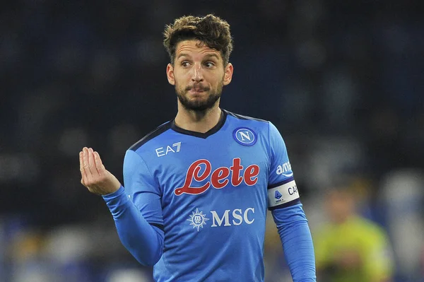 那不勒斯的德里斯 梅滕斯 Dries Mertens 在那不勒斯对Spezia的决赛结果那不勒斯0 Spezia 1之间的意大利甲级联赛中 在迭戈 阿曼多 马拉多纳体育场 — 图库照片