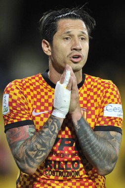 Benevento 'nun Gianluca Lapadula oyuncusu, Benevento vs Spal final maçında, Benevento 1, Spal 2, Ciro Vigorito' da oynandı. Benevento, İtalya, 07 Mayıs 2022. 