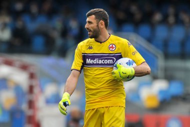 Fiorentina 'lı Pietro Terracciano oyuncusu, Napoli - Fiorentina final maçı sırasında Diego Armando Maradona Stadyumu' nda oynandı.. 