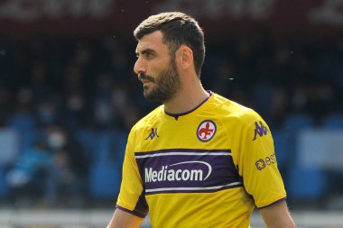 Fiorentina 'lı Pietro Terracciano oyuncusu, Napoli - Fiorentina final maçı sırasında Diego Armando Maradona Stadyumu' nda oynandı.. 