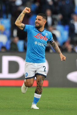 Napoli 'li Lorenzo Insigne, İtalya Serie A Ligi finalinde Napoli - Roma final maçı, Napoli 1, Roma 1, Diego Armando Maradona Stadyumu' nda oynandı..