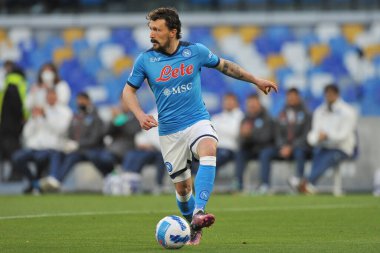 Napoli 'nin Mario Rui oyuncusu, İtalya Serie A Ligi' nin Napoli - Roma final maçı, Napoli 1, Roma 1, Diego Armando Maradona Stadyumu 'nda oynandı.. 
