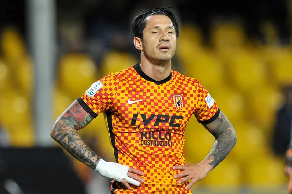 Benevento 'nun Gianluca Lapadula oyuncusu, Benevento vs Spal final maçında, Benevento 1, Spal 2, Ciro Vigorito' da oynandı. Benevento, İtalya, 07 Mayıs 2022. 