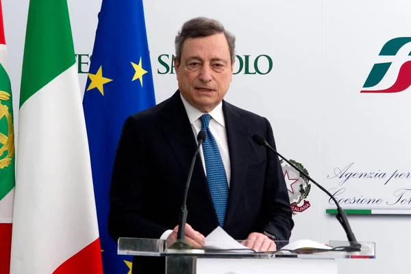 Mario Draghi Ordförande För Italiens Ministerråd Forumet Mot Syd Den — Stockfoto