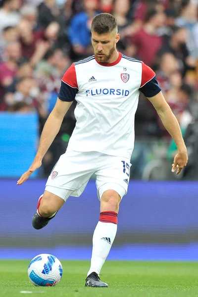 Cagliari 'den Giorgio Altare, İtalya SerieA Ligi' nde Salernitana - Caglairi final maçı, Salernitana 1, Cagliari 1, Arechi Stadyumu 'nda oynandı. Benevento, İtalya, 08 Mayıs 2022.