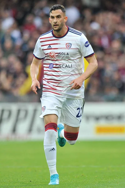 Cagliari 'nin Charalampos Lykogiannis oyuncusu, Salernitana ile Caglairi arasındaki İtalyan SerieA ligi maçında, Salernitana 1, Cagliari 1, Arechi Stadyumu' nda oynandı. Benevento, İtalya, 08 Mayıs 2022. 