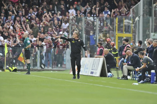 Davide Nicola Coach Van Salernitana Tijdens Wedstrijd Van Italiaanse Serie — Stockfoto