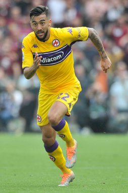 Fiorentina 'lı Nicolas Gonzales, Salernitana - Fiorentina final maçı olan Salernitana 2, Fiorentina 1 ile Arechi Stadyumu' nda oynanan İtalyan Serie A ligi maçında oynadı. Salerno, İtalya, 24 Nisan 2022.
