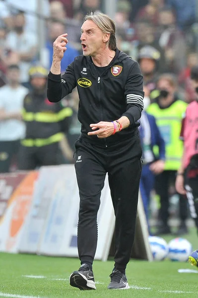 Davide Nicola Trener Salernitana Podczas Meczu Włoskiej Ligi Serie Pomiędzy — Zdjęcie stockowe