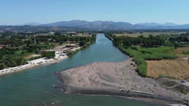 Ujście Rzeki Garigliano Która Długości Oddziela Region Lacjum Regionu Kampanii — Wideo stockowe
