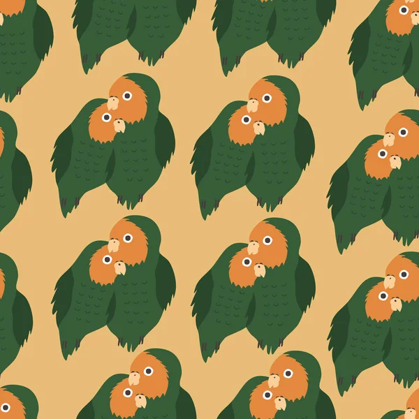Para Egzotycznych Papug Ptaki Tropikalne Ręcznie Rysowane Wektor Ilustracji Bezbarwny — Wektor stockowy