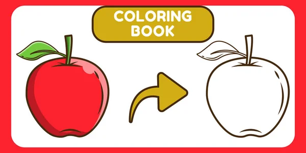 Kawaii Manzana Dibujado Mano Dibujos Animados Garabato Para Colorear Libro — Vector de stock
