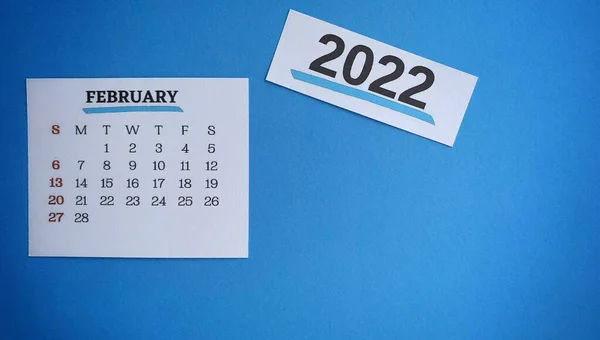 White February 2022 calendar. 2022 New Year Concept — Stock Photo, Image