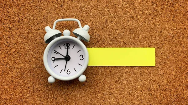 White alarm clock on Wooden desk background. Copy Space concept — Stock Photo, Image