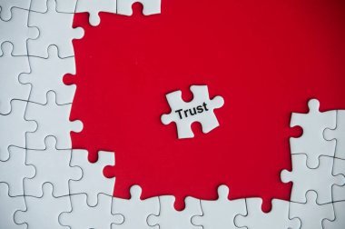 Kayıp yapbozla ilgili güven mesajı. İş konsepti