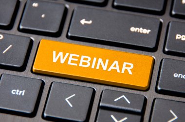 Klavye tuşundaki Webinar metnini kapat. Çevrimiçi iş kavramı