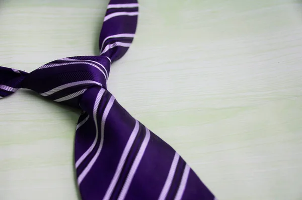 Purple Necktie Wooden Background Copy Space — Stock Photo, Image