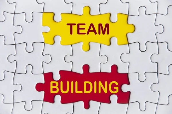Team Building Text Missing Jigsaw Team Building Business Concept — ストック写真
