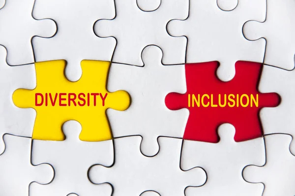 Diversity Inclusion Text Missing Jigsaw Puzzle Diversity Inclusion Concept — Stockfoto