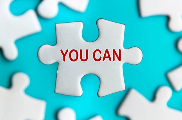 Close Text You Can Missing Jigsaw Puzzle Motivational Inspirational Concept — Stockfoto