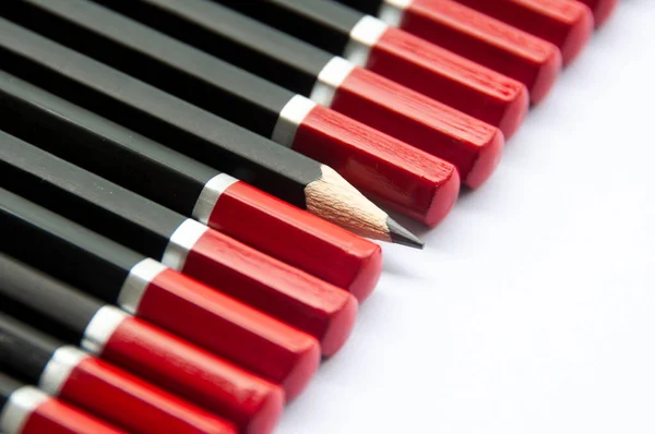 One Pencil Turning Out Group Other Pencil Leadership Growth Business — Stockfoto