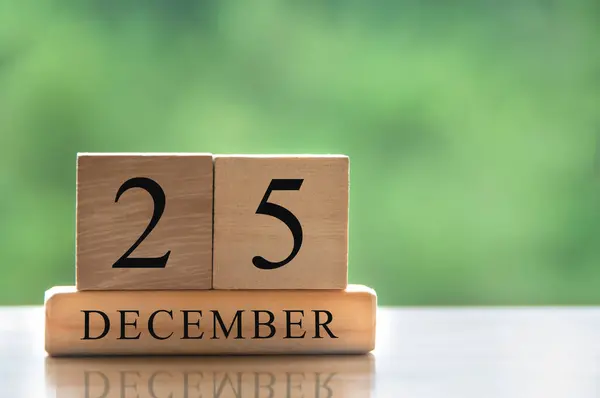 December Calendar Date Text Wooden Blocks Copy Space Ideas Copy — 스톡 사진