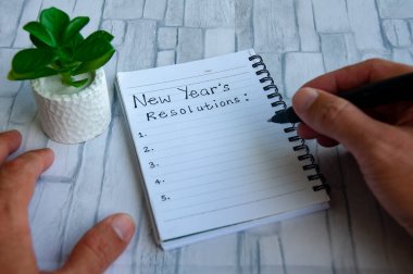 Not defterine Yeni Yıl Kararları metni yazıyorum. Yeni yılın karar kavramı