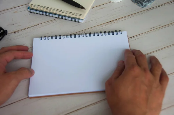 Blank White Notepad Space Customizable Text Ideas Copy Space —  Fotos de Stock