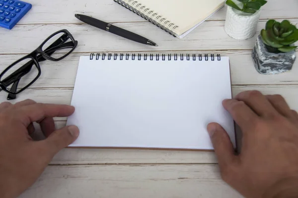 Blank White Notepad Space Customizable Text Ideas Copy Space — Stockfoto