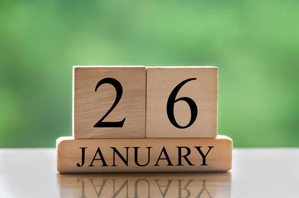 January Calendar Date Text Wooden Blocks Blurred Background Park Copy — 스톡 사진