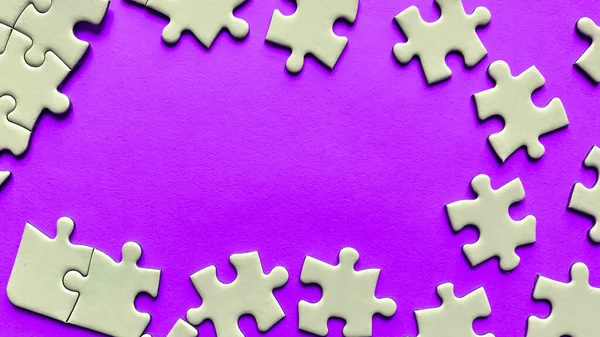 Jigsaw Puzzle Purple Background Customizable Space Text Ideas Copy Space — Stock fotografie