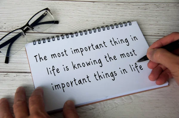 Inspirational Quote Text Most Important Thing Life Knowing Most Important — 图库照片