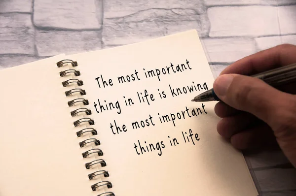 Inspirational Quote Text Most Important Thing Life Knowing Most Important — Foto Stock