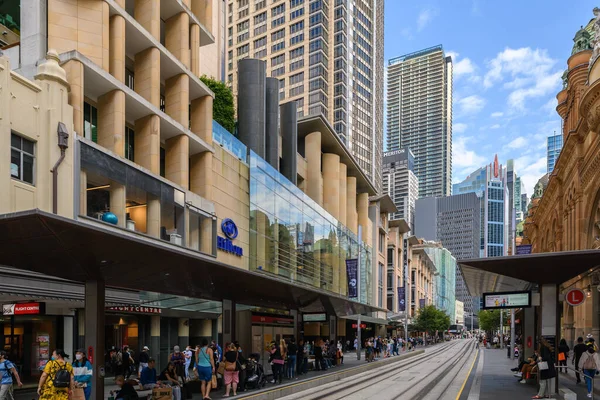 Sydney Australia April 2022 George Street Viewed South Hilton Hotel — Fotografia de Stock