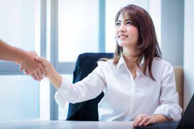 oturma, kadın, gülümseme, kız, mutluluk, neşeli, çekici, güzel, anlaşma, asia, iş, iş kadını, beyaz, CEO, müşteri, şirket, konsept, sözleşme, iş birliği, tartışma, iş, arkadaşlık, selamlaşma, el sıkışma, ha