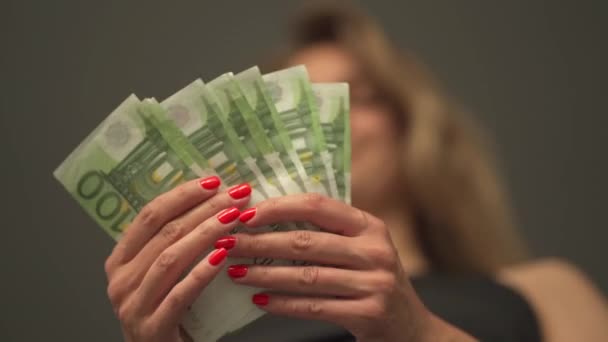 Chefe Departamento Escritório Conta Monte Notas Euro 100 Riqueza Inflação — Vídeo de Stock