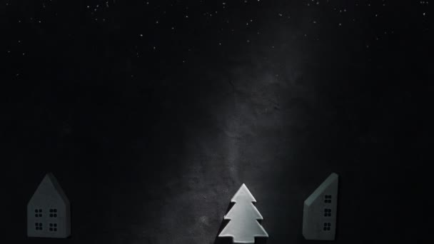 Noel Arifesinde Animasyon Video Kartpostalı Bir Noel Ağacı Minyatür Evlerin — Stok video