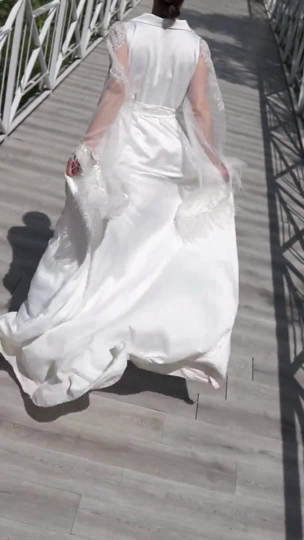 클립이야 아름다운 드레스를 기차를 다리를 건너고 — 비디오