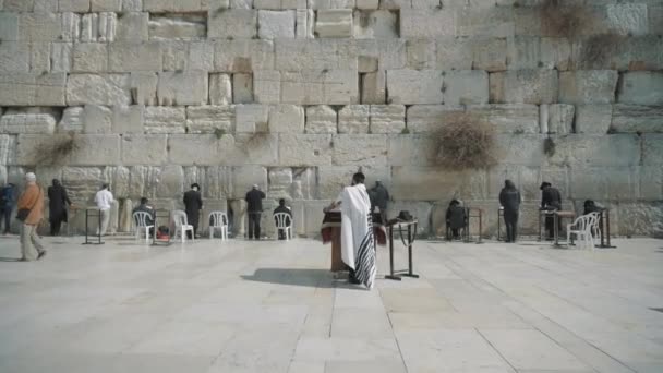 Jeruzalém Izrael Února 2022 Western Wall Plaza Kamera Přesune Modlícímu — Stock video