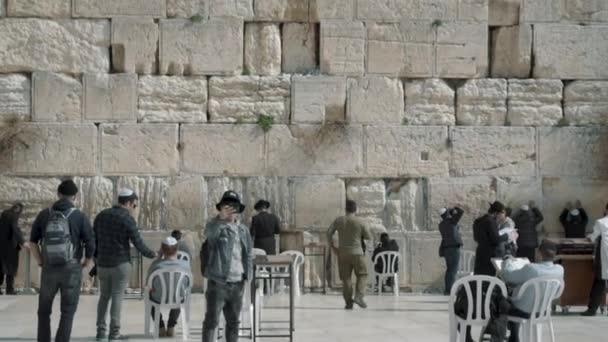 Jerusalem Israel February 2022 Western Wall Square Jews Pray Great — Stockvideo