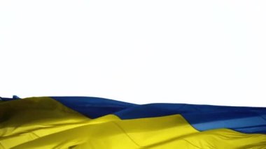 The flag with the national colors of Ukraine, blue and yellow, flutters mesmerizing waves. Space for yours text.