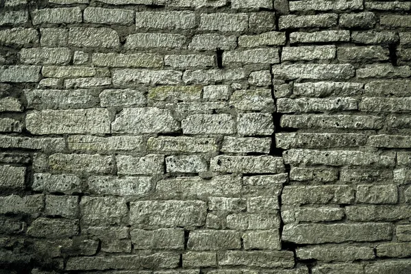 Серая Стена Трещина Кирпичной Стене Серый Кирпич — стоковое фото