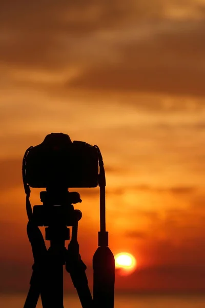 Set Pictures Sunrise Sea Recording Beauty Nature Taking Pictures Camera — Stock Photo, Image